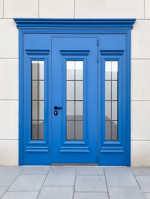 Синяя дверь со стеклами Синяя дверь со стеклами